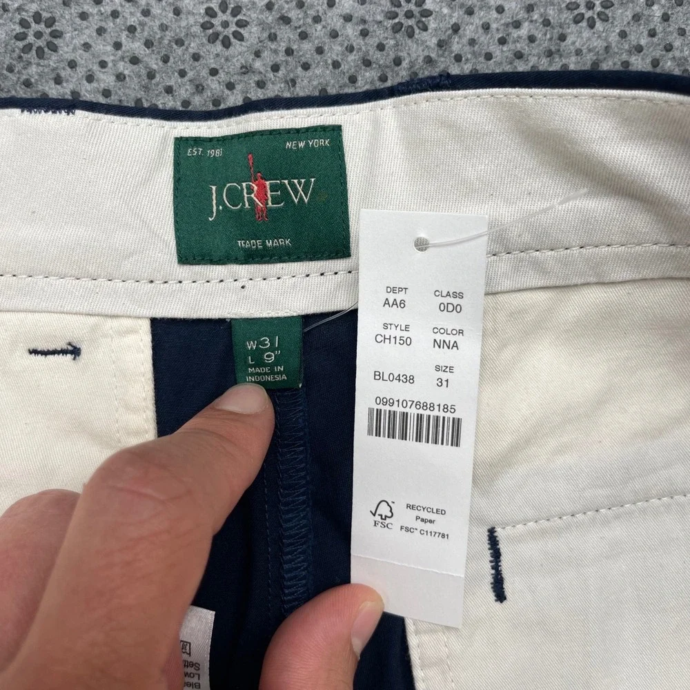 J.Crew Oarsman Portsider Shorts Mens 31 Blue 9‎ Inch Inseam Stretch Chino CH150